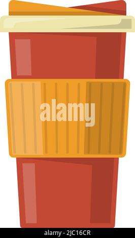 Thermo mug flat icon. Hot drink container Stock Vector