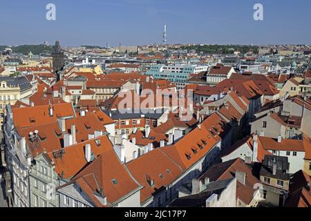 View from the Town Hall Tower onto the Altstaedter Ring, Czech Republic, Prague Stock Photo