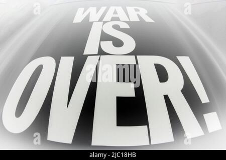 War is over writing white on black background Stock Photo