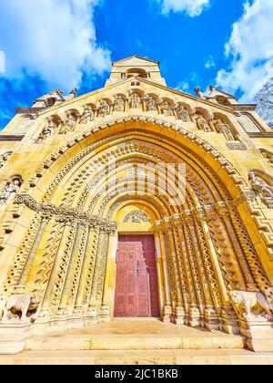 Jak Chapel with its magnificent carved entrance portal, the part of Vajdahunyad Castle in Budapest, Hungary Stock Photo