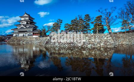 Amazing View to the Matsumoto Castle Stock Photo