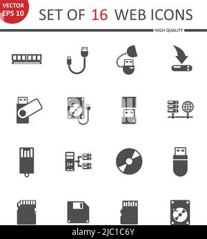 Memory drives web icons Stock Vector