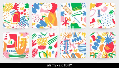 Abstract organic pattern. Seamless print of messy minimalistic blob brush forms and figures, chaotic nature and floristic shapes. Vector texture Stock Vector