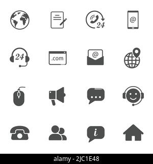 contact us silhouette vector icons set Stock Vector