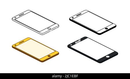Mobile phone or Smartphone icon set in different styles. Device or gadget vector illustration isolated on white background. Stock Vector