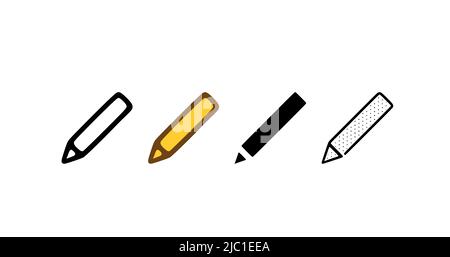 Pen icon set in different styles. Edit or write symbol vector illustration isolated on white background. Stock Vector