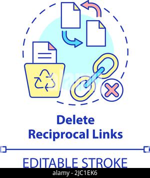 Delete reciprocal links concept icon Stock Vector