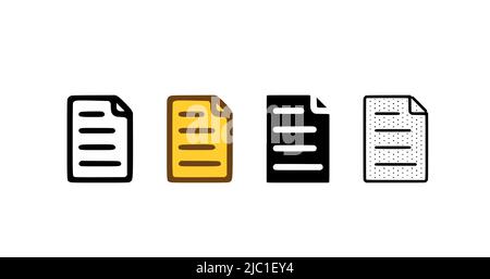 File icon set in different styles. Document symbol vector illustration isolated on white background. Stock Vector