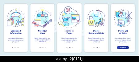 Search engine optimization principles onboarding mobile app screen Stock Vector