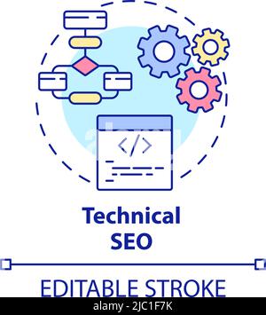 Technical SEO concept icon Stock Vector