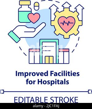 Improved facilities for hospitals concept icon Stock Vector