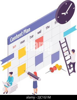 Blog concept 3d isometric icons set. Bundle elements of profile in ...