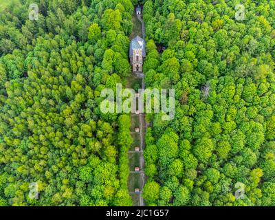 Calvary and Chapel of the Holy Cross from above Stock Photo