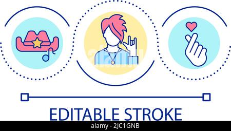 Following popular teenage trends loop concept icon Stock Vector