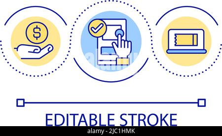 Booking and payment services loop concept icon Stock Vector