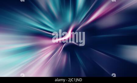 Cosmic Space travel effect, neon light speed with vanishing point, blur, web design with futuristic design. Galaxy and stars, Natural color. Futuristi Stock Photo