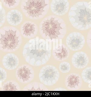Seamless vector pattern abstract balloons on light pink background. Simple art wallpaper design with snowballs. Stock Vector