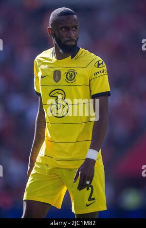 LONDON, ENGLAND - MAY 14: Antonio Rüdiger of Chelsea during The FA Cup Final match between Chelsea and Liverpool at Wembley Stadium on May 14, 2022 in Stock Photo