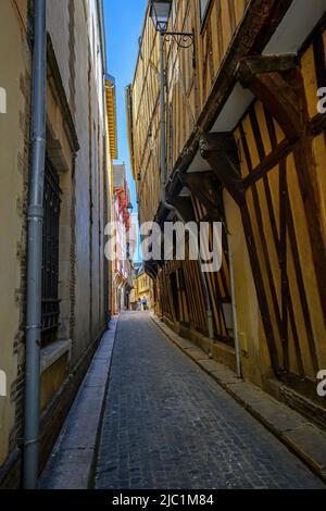 Traditional half-timbered houses in Troyes, Aube, Champagne-Ardenne, France. Stock Photo