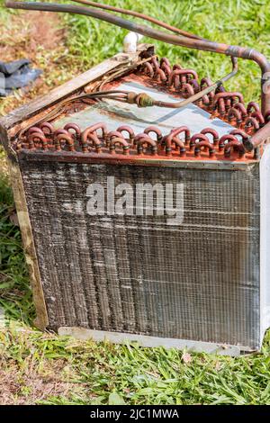 Air conditioner old inside circuit system Stock Photo