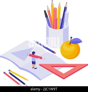 3d primary Math learning concept with opened handbook, basic math ...