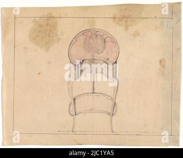 Kidney shaped table with two drawers in the front and a top between the three legs, with alternative solutions for the marquetry pattern of the top. Dimensions along the underside, kidney-shaped table, draughtsman: anonymous, France, (possibly), c. 1750 - c. 1765, paper, pen, brush, h 173 mm × w 217 mm Stock Photo