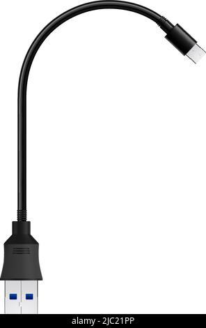 Composition with realistic image of usb cable for mobile devices vector illustration Stock Vector