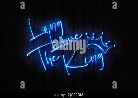 Long Live The King Neon Sign on a Dark Wall Stock Photo
