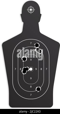 Bullet holes target realistic composition on blank background with isolated images of paper target with holes vector illustration Stock Vector