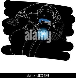 Welder mounts in the trunk pipeline electrochemical protection Stock Vector