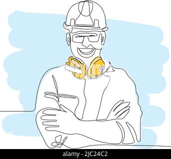 portrait young businessman construction site engineer close up Stock Vector