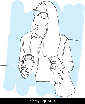 Coffee Business Concept-Woman buting coffee  Stock Vector