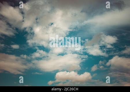 Panorama blue sky with tiny clouds. Sky with cloud on a sunny day. Stock Photo