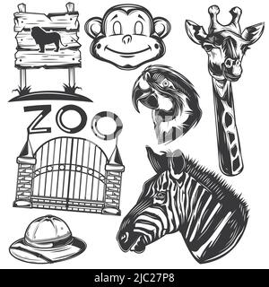 Zoo Animals, Birds And Snake Icons Set Vector Stock Vector Image & Art ...
