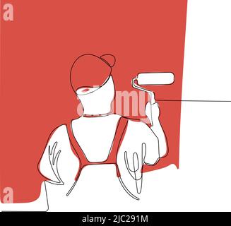 Human hand holds paint brushes with paint can Stock Vector