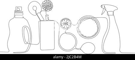 cleaning set for bathroom. Minimal concept Stock Vector