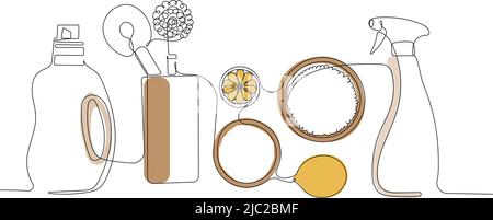 cleaning set for bathroom. Minimal concept Stock Vector