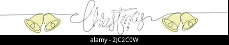 Continuous one line drawing of christmas symbols Stock Vector