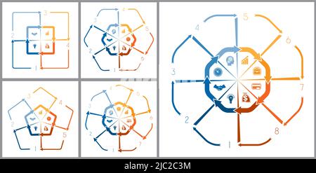 Sets of arrows, icons and numbers for infographics. Templates infographic. Stock Vector