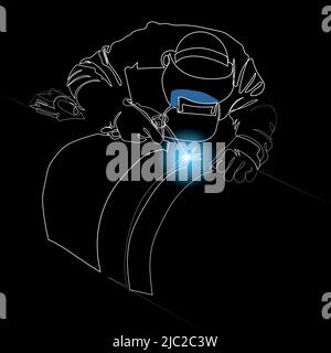 welder trunk pipeline electrochemical protection Stock Vector