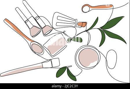 Minimal skin care concept natural herbal remedies Stock Vector