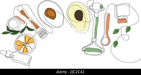 Minimal skin care concept natural herbal remedies Stock Vector