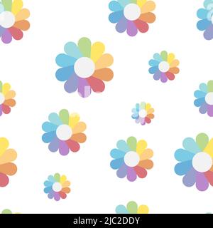 Seamless pattern with colored flower on a white background Stock Vector