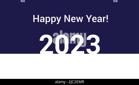 Happy New Year 2023. Banner in dark blue and white Stock Vector