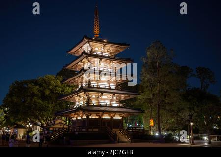 Lake Buena Vista, Florida, March 28, 2022: A building in the Japanese pavilion at Walt Disney World's Epcot Center. Stock Photo