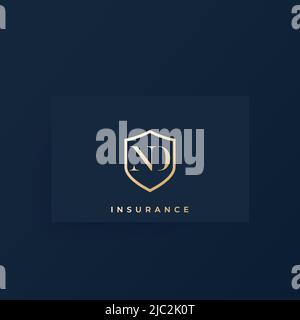 ND monogram, letters logo on a card Stock Vector
