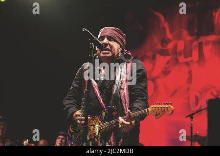 Steven Van Zandt (born Steven Lento known as Little Steven or Miami Steve), he is best known as a member of Bruce Springsteen's E Street Band, performs live on stage with his band the Disciples of Soul at Villa Ada in Rome. Stock Photo