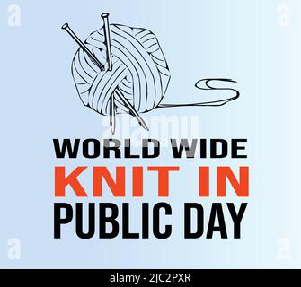 World Wide Knit-In Public Day on June 11 template for banner and poster. Vector Illustration Stock Vector