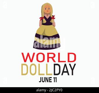 World Doll Day on June 11 isolated on white background vector illustration Stock Vector