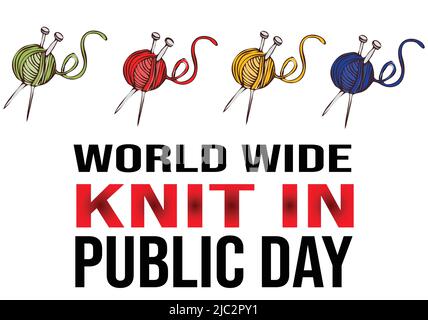 World Wide Knit-In Public Day on June 11 template for banner and poster. Vector Illustration Stock Vector